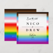 Elegante LGBTQ+ Progress Pride Trouw  Save The Date (Voorkant / Achterkant)