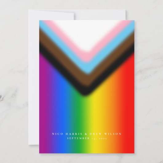 Elegante LGBTQ+ Vooruitgang Pride Bruiloft Kaart (Achterkant)