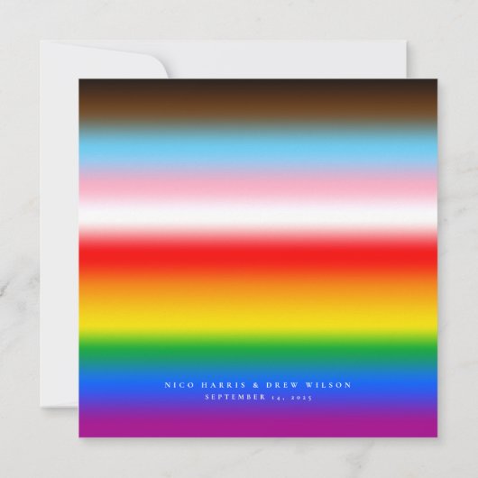 Elegante LGBTQ+ Vooruitgang Pride Bruiloft Save The Date (Achterkant)