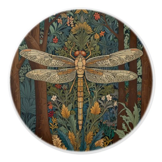 Elegante  libel art boho chic botanisch keramische knop (Voorkant)