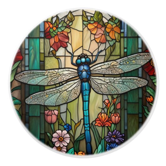 Elegante libel art boho chic botanisch keramische knop (Voorkant)