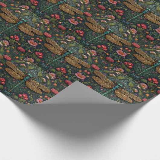 Elegante  libel boho botanische cadeaupapier (Hoek)