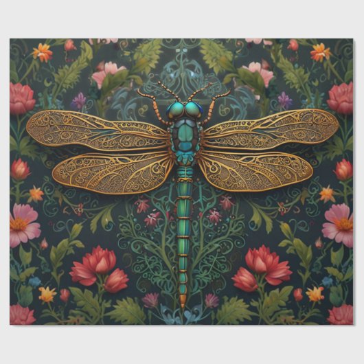 Elegante  libel boho botanische cadeaupapier (Vlak)