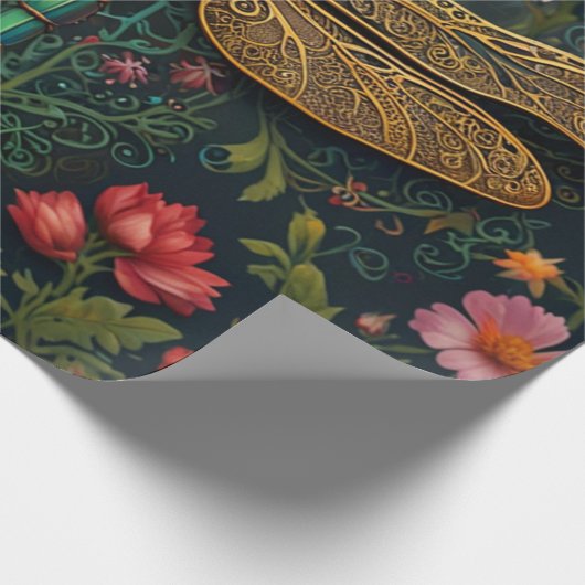 Elegante libel boho botanische cadeaupapier (Hoek)