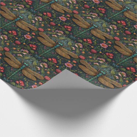 Elegante  libel boho botanische cadeaupapier (Hoek)