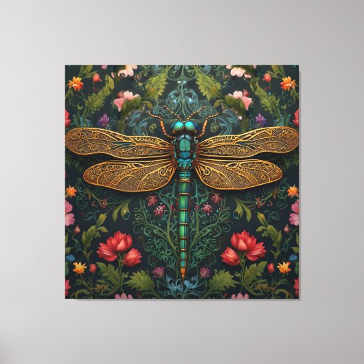 Elegante  libel boho botanische canvas afdruk (Voorkant)