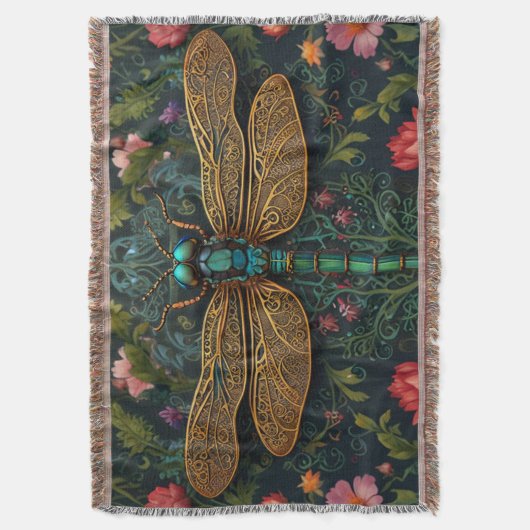 Elegante  libel boho botanische deken (Voorkant Verticaal)