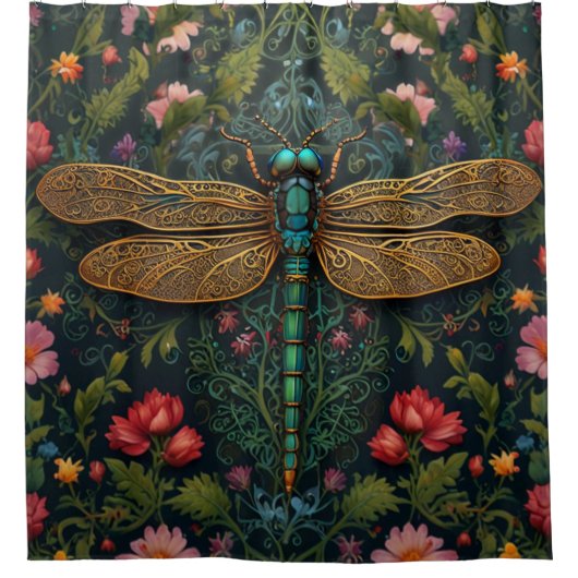 Elegante  libel boho botanische douchegordijn (Voorkant)