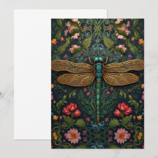 Elegante libel boho botanische kaart (Voorkant / Achterkant)