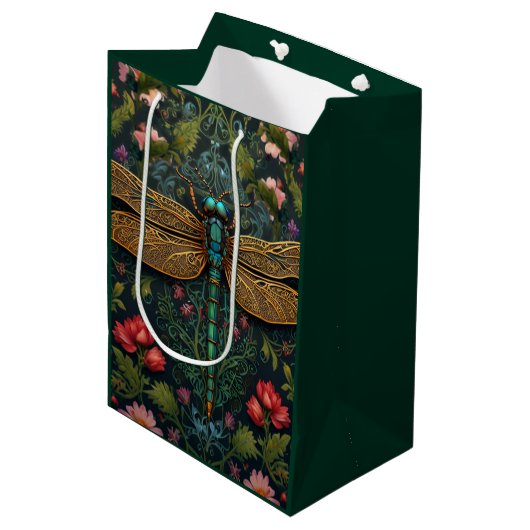Elegante  libel boho botanische medium cadeauzakje (Voorkant Gekanteld)