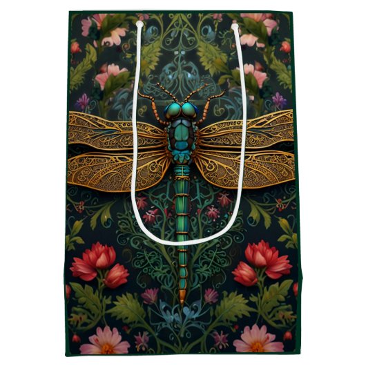 Elegante  libel boho botanische medium cadeauzakje (Achterkant)