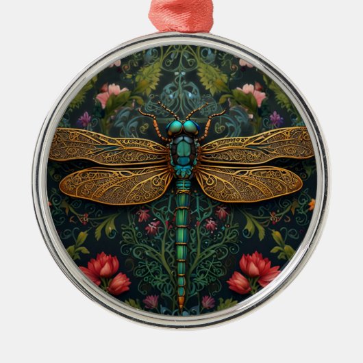 Elegante  libel boho botanische metalen ornament (Voorkant)