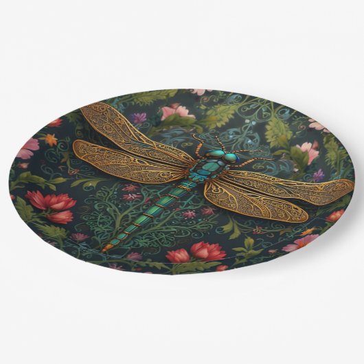 Elegante  libel boho botanische papieren bordje (Gekanteld)