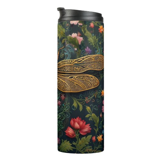 Elegante  libel boho botanische thermosbeker (Geroteerd rechts)