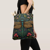 Elegante  libel boho botanische tote bag (Dichtbij)