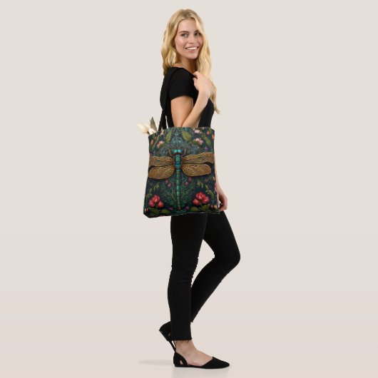 Elegante  libel boho botanische tote bag (Op model)