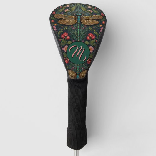 Elegante  libel botanische kalligrafie golfheadcover (Voorkant)