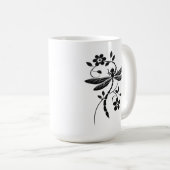 Elegante libel en bloemen koffiemok (Voorkant rechts)