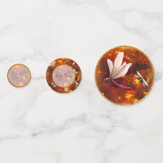 Elegante libel in barnsteen tafel confetti (Voorkanten)