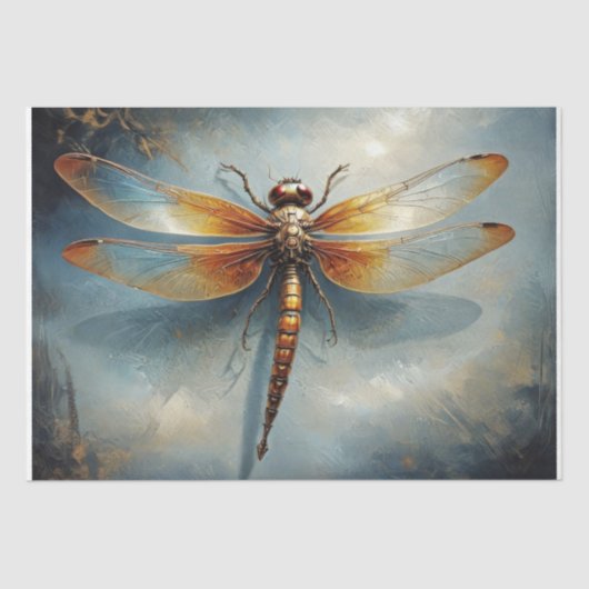 Elegante libel op gradiënt blauwe achtergrond tissuepapier (Voorkant)