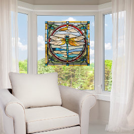 Elegante Libelle Nep Glas-in-Lood Raamsticker