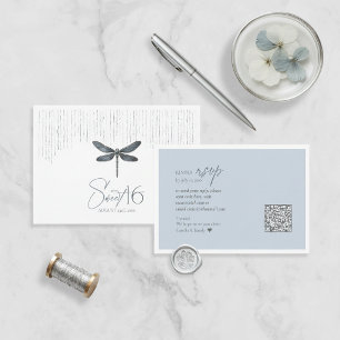 Elegante Libelle Sweet 16 Stofblauw ID1310 RSVP Kaartje