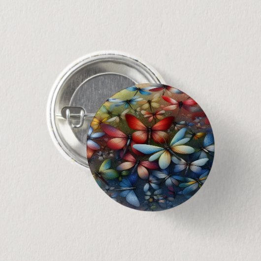 Elegante Libellen Knop Ronde Button 3,2 Cm (Voorkant /achterkant)