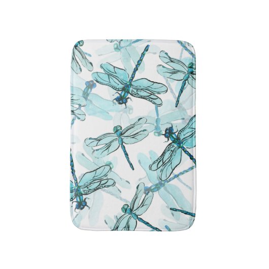 Elegante libellen: Waterverf Wonder Badmat (Voorkant Verticaal)