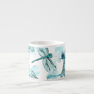 Elegante libellen: Waterverf Wonder Espresso Kop