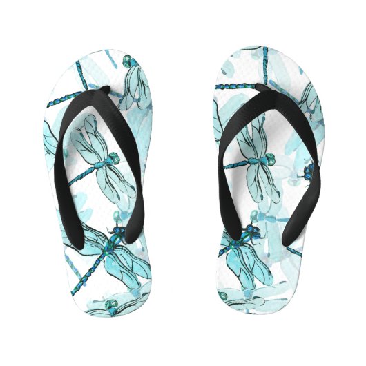 Elegante libellen: Waterverf Wonder Kinder Teenslippers (Voetbed)