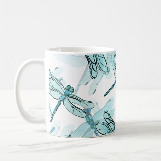 Elegante libellen: Waterverf Wonder Koffiemok (Links)