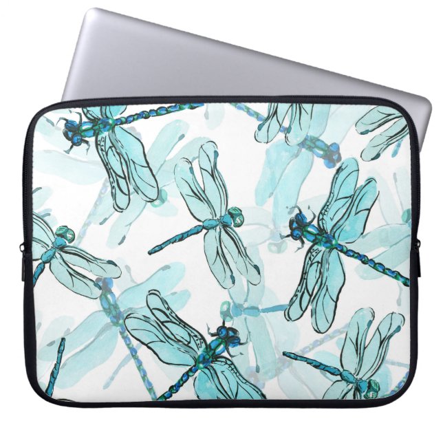 Elegante libellen: Waterverf Wonder Laptop Sleeve (Voorkant)