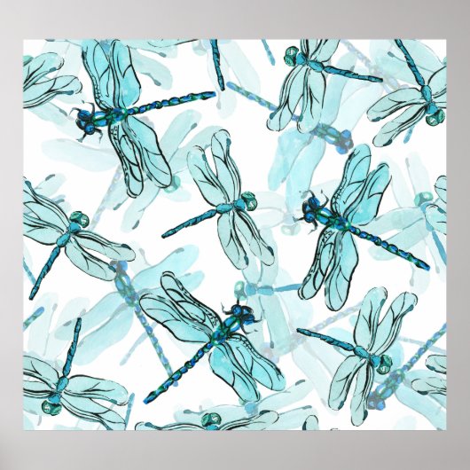 Elegante libellen: Waterverf Wonder Poster (Voorkant)