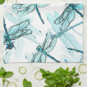 Elegante libellen: Waterverf Wonder Theedoek (Gevouwen)