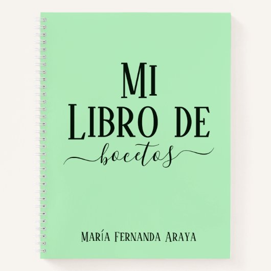 Elegante libro de bocetos soft green para ella notitieboek (Voorkant)