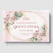 Elegante Libro de Firmas Quinceañera Floral con  Gastenboek (Voorkant)