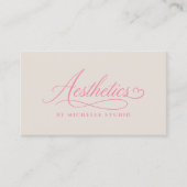Elegante Licentie Estheetienne Script Zand Roze Visitekaartje (Voorkant)