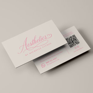 Elegante Licentie Estheetienne Script Zand Roze Visitekaartje