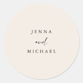 Elegante licht beige script bruiloft ronde sticker