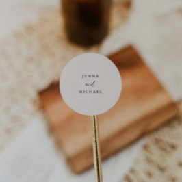 Elegante Licht Beige Script Trouw Ronde Sticker