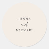 Elegante Licht Beige Script Trouw Ronde Sticker (Voorkant)