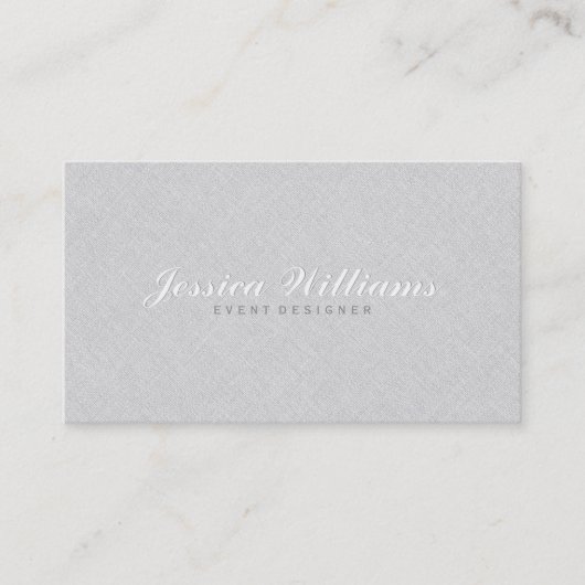 Elegante Licht Grijze Faux Linnen Textuur Visitekaartje (Voorkant)