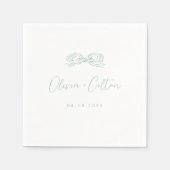 Elegante licht groene hand getrokken boog bruiloft servet (Voorkant)