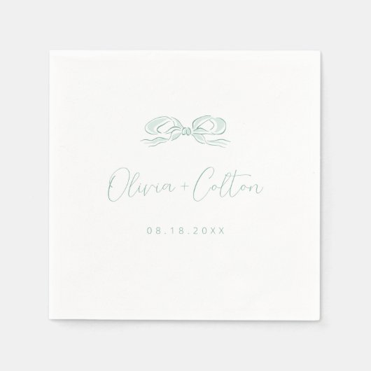 Elegante licht groene hand getrokken boog bruiloft servet (Voorkant)