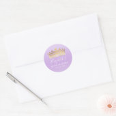 Elegante Licht Paarse Gouden Kroon Ronde Sticker (Envelop)