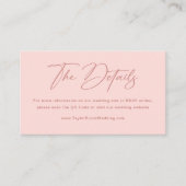 Elegante Licht Roze Huwelijksdetails Informatiekaartje (Voorkant)