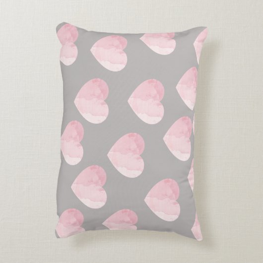 Elegante Licht Roze Kleur Liefde Harten Patroon Accent Kussen (Achterkant (Verticaal))