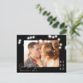 Elegante Licht String Save the Date Script Ansicht Briefkaart (Staand voorkant)
