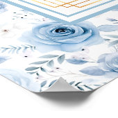 Elegante Lichtblauw Goud  Zitplaatskaart Poster (Hoek)