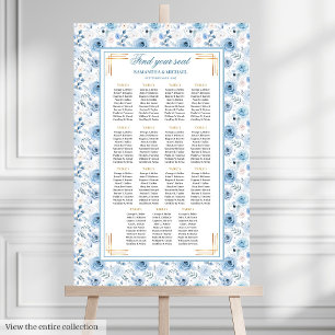 Elegante Lichtblauw Goud  Zitplaatskaart Poster